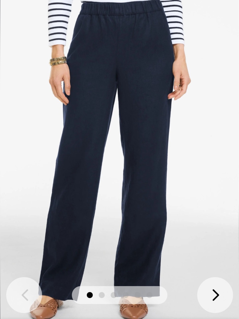 New! Talbots Washed Linen Wide Leg Pull on Pants Indigo Blue 2025 Collection